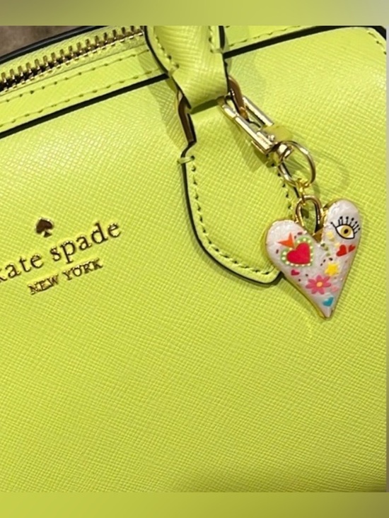Accessories - Colorful Heart Bag Charm Keychains with Gold Accents